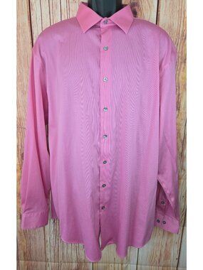 Alfani Mens Pink Long Sleeve Dress Shirt XL Regular Fit